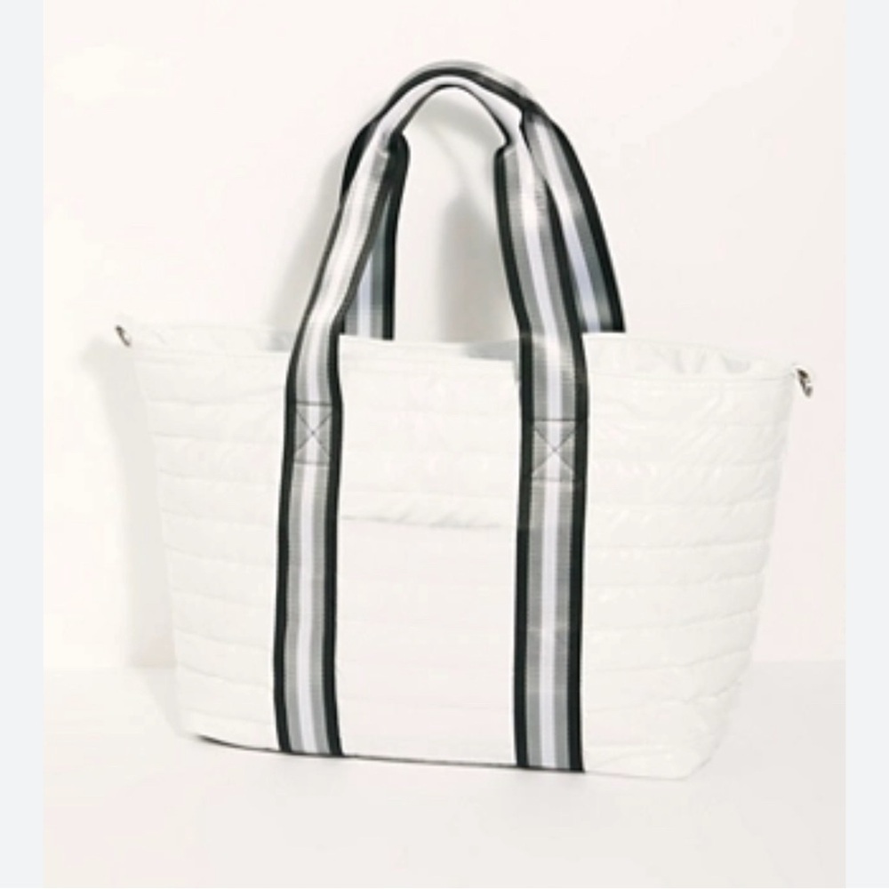 THINK ROYLN White and Gray Tote with Structured Design